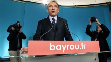 François Bayrou, hier à son QG (FRANCOIS GUILLOT / AFP)