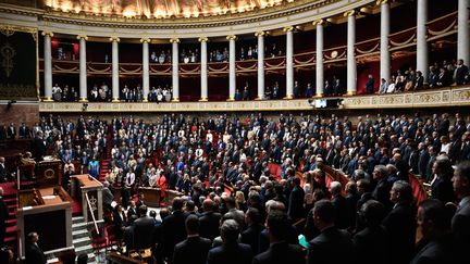 Les députés rendent hommage à Jacques Chirac, mardi 1er octobre 2019 à l'Assemblée nationale. (STEPHANE DE SAKUTIN / AFP)