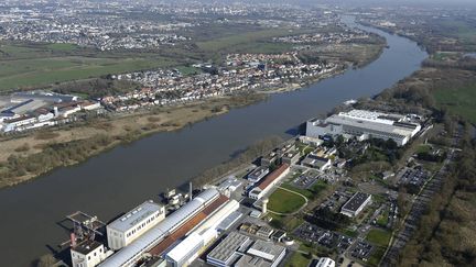 &nbsp;Image aerienne de la DCN&nbsp;d'Indret (44), en 2014. (FRANCK DUBRAY / MAXPPP)