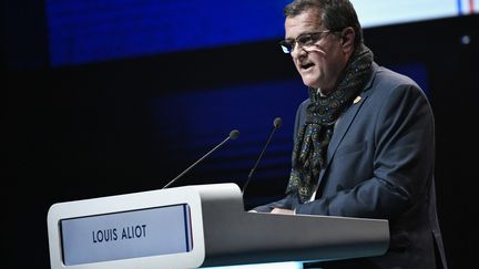 Le maire de Perpignan, Louis Aliot, lors du meeting de campagne de Marine Le Pen à Reims (Marne), le 5 février 2022. (STEPHANE DE SAKUTIN / AFP)