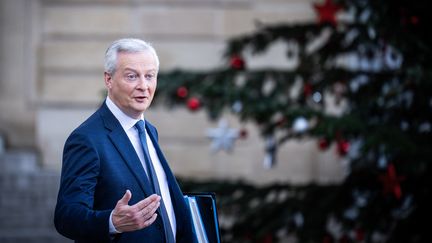 Le ministre de l'Economie Bruno Le Maire à l'Elysée, à Paris, le 20 décembre 2023. (XOSE BOUZAS / HANS LUCAS / AFP)