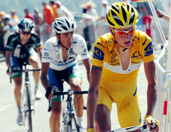 Michael Rasmussen, dernier danois porteur du maillot jaune, lors du Tour de France 2007 où il a été exclu. (BERNARD PAPON / POOL)