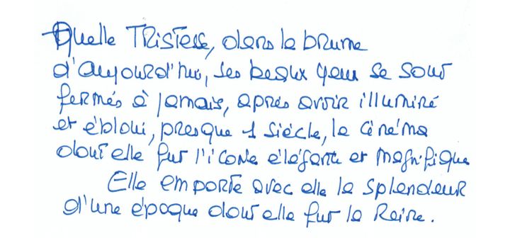 La lettre de condoléances de Brigitte Bardot
 (HANDOUT / BRIGITTE BARDOT / AFP)