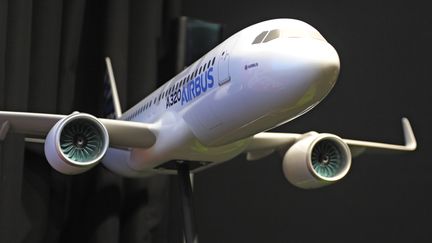 Une maquette d'Airbus A320 Neo, le 23 juin 2011.&nbsp; (ERIC PIERMONT / AFP)