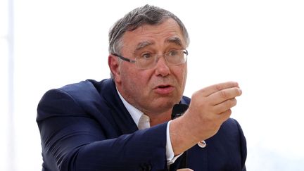 Patrick Pouyanné, CEO of TotalEnergies, during a conference between French business leaders, August 29, 2023. (EMMANUEL DUNAND / AFP)