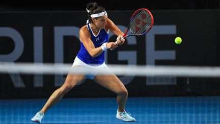 Caroline Garcia lors du tour qualificatif de la Billie Jean King Cup, à Coventry (Grande-Bretagne), le 14 avril 2023. (MAXPPP)