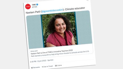 Neelam Patil a été désignée "Enseignante innovante" par le magazine américain Time, en juin 2022. (CAPTURE D'ÉCRAN TWITTER)