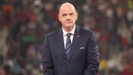 Gianni Infantino, lors de petite finale de la Coupe du monde 2022, le 17 décembre. (KARIM JAAFAR / AFP)