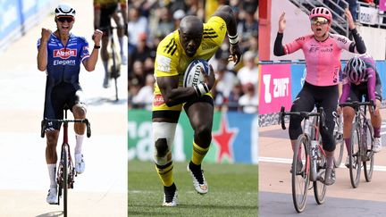 L'enfer du Nord a couronné Mathieu van der Poel (à gauche), et Alison Jackson (à droite), à Roubaix. Le Sud-Africain Raymond Rhule s'est enfin imposé à&nbsp;La Rochelle en quart de finale de Champions Cup face aux Saracens, dimanche 9 avril. (AFP)