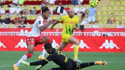 Willem Geubbels inscrit le deuxième but de Monaco contre Nantes (VALERY HACHE / AFP)