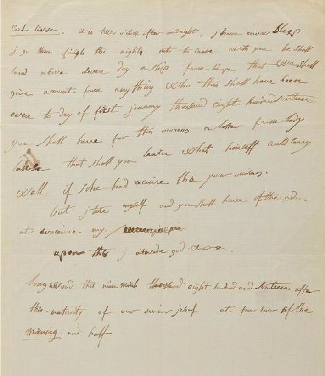 Le courrier adressé en anglais par Napoléon 1er à Las Cases.
 (Maison de vente Osenat)