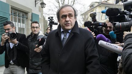 Michel Platini, le 8 décembre 2015 au&nbsp;siège du tribunal arbitral du sport (TAS) à Lausanne (Suisse). (FABRICE COFFRINI / AFP)