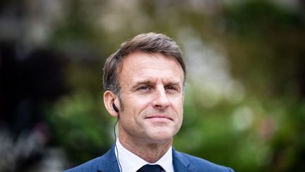 Le chef de l'Etat, Emmanuel Macron, le 19 juin 2024 au palais de l'Elysée, à Paris. (XOSE BOUZAS / HANS LUCAS / AFP)