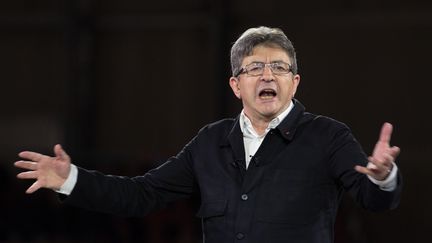 Jean-Luc Mélenchon lors d'un meeting à Lille (Nord), le 12 avril 2017.&nbsp; (KRISTINA AFANASYEVA / SPUTNIK / AFP)