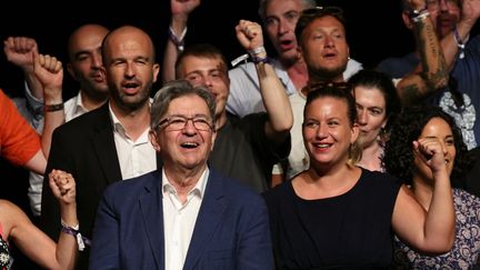 Jean-Luc Mélenchon après sa prise de parole aux Amfis, l'université d'été des insoumis, le 23 août 2024 à Châteauneuf-sur-Isère (Drôme). (EMMANUEL DUNAND / AFP)