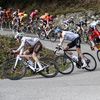 Clément Champoussin (AG2R Citroën Team) pris en chasse par Ilnur Zakarin (Gazprom - RusVélo) lors du Tour de Catalogne, le 22 mars 2021. (XAVIER BONILLA / NURPHOTO)