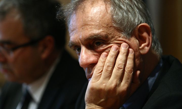 L'ancien ministre des Finances chypriote, Michalis Sarris, lors d'une r&eacute;union &agrave; Nicosie, le 26 mars 2013. (YIANNIS KOURTOGLOU / AFP)