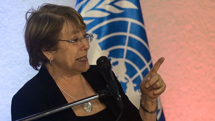 Michelle Bachelet, la Haut-Commissaire des Nations unies aux droits de l'homme, à Caracas (Venezuela), le 4 juillet 2019. (CRISTIAN HERNANDEZ / AFP)