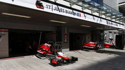 Le stand Marussia à Sotchi lors du GP de Russie