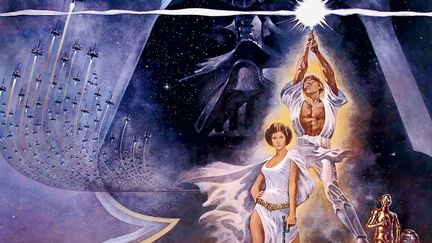 "La Guerre des étoiles" de George Lucas : l'affiche française , détail (1977)&nbsp; (LUCASFILMS LTD / THE WALT DISNEY COMPANY)