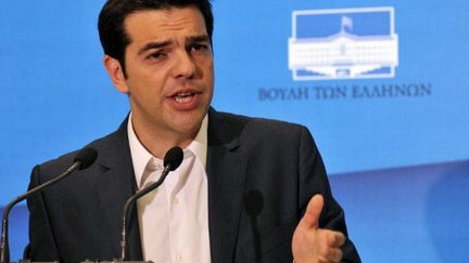 Alexis Tsipras, leader de la gauche radicale en Grèce (LOUISA GOULIAMAKI / AFP)