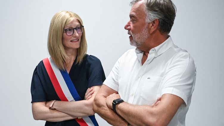 Dorothée Pacaud and Yannick Morez, June 9, 2023 in Saint-Brevin-les-Pins (Loire-Atlantique).  (SEBASTIEN SALOM-GOMIS / AFP)