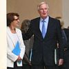 Le Premier ministre, Michel Barnier, se tient au côté de la ministre de l'Agriculture, Annie Genevard, le 23 septembre 2024, après le Conseil des ministres, à l'Elysée. (BERTRAND GUAY / AFP)