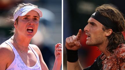 Elyna Svitolina et Stefanos Tsitsipas à Roland-Garros, le 2 juin 2023. (AFP)