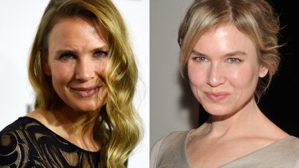 L'actrice Renee Zellweger le 20 octobre 2014 et le 12 septembre 2011 (&agrave; droite). (FRAZER HARRISON, MIKE COPPOLA / GETTY IMAGES NORTH AMERICA / AFP / MONTAGE FRANCETV INFO)