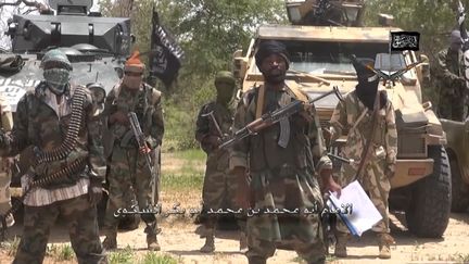 Capture d'&eacute;cran d'une vid&eacute;o o&ugrave; l'on voit le leader du groupe islamiste Boko Haram, Abubakar Shekau, diffus&eacute;e le 13 juillet 2014. ( BOKO HARAM / AFP)