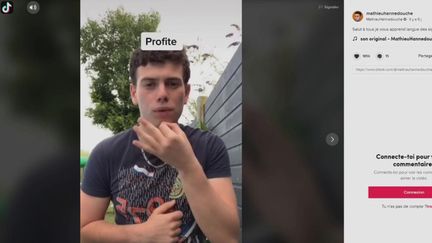 Originaire de Vendin-lès-Béthune (Pas-de-Calais), Mathieu Hannedouche, malentendant, s’est fait connaître sur&nbsp;Tik Tok en faisant découvrir la langue des signes. (CAPTURE D'ÉCRAN FRANCE 3)