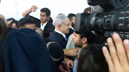 Le Premier ministre israélien Benyamin Nétanyahou le 4 septembre 2019 à Hébron (Cisjordanie) (FRÉDÉRIC MÉTÉZEAU / RADIO FRANCE)