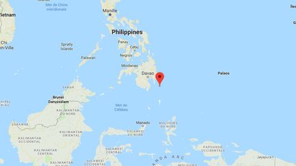 L'épicentre du séisme qui a frappé les Philippines, samedi 29 décembre 2018 au matin. (GOOGLE MAPS)