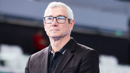 Le président de la Fédération française de natation, Gilles Sezionale, au Championnat international de plongeon à Saint Denis, le 9 mai 2024. (TERESA SUAREZ / MAXPPP)