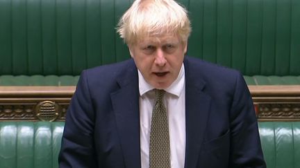 Le Premier ministre britannique, Boris Johnson, lors d'un discours sur la situation sanitaire, à la Chambre des communes, le 12 octobre 2020. (- / AFP)