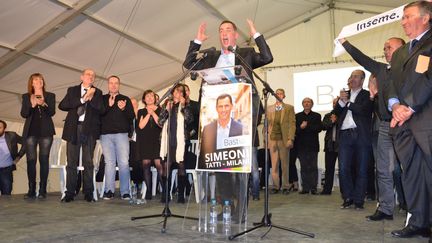 Le candidat nationaliste mod&eacute;r&eacute; &agrave; la mairie de Bastia,&nbsp;Gilles Simeoni, le 27 mars 2014. (THOMAS BAIETTO / FRANCETV INFO)