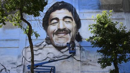 La fresque de Diego Maradona réalisée par l'artiste&nbsp;Alfredo Segatori. (JUAN MABROMATA / AFP)