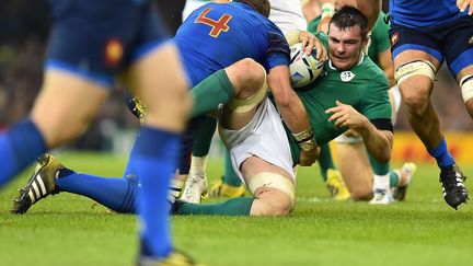 L'Irlandais Peter O'Mahony s'est blessé dimanche contre la France (24-9) et est forfait pour le reste de la Coupe du monde. (GABRIEL BOUYS / AFP)