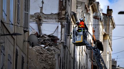 Deux immeubles de la rue d'Aubagne, à Marseille, se sont effondrés le 5 novembre 2018. (GERARD JULIEN / AFP)