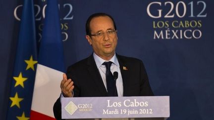 François Hollande tient une conférence de presse à Los Cabos (Mexique), le 19 juin 2012. (AFP - Omar Torres)