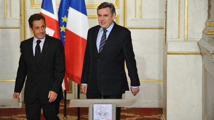 Nicolas Sarkozy et Gordon Brown le 15 septembre 2009 à l'Elysée (AFP PHOTO / ERIC FEFERBERG)