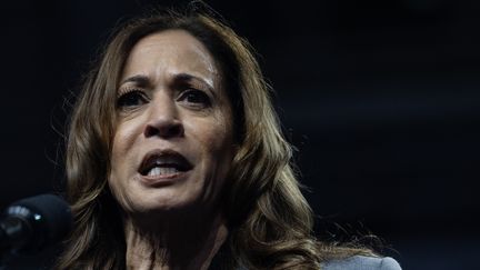 La candidate Kamala Harris en campagne pour la présidentielle américaine, le 20 septembre 2024. (SCOTT OLSON / GETTY IMAGES NORTH AMERICA / VIA AFP)