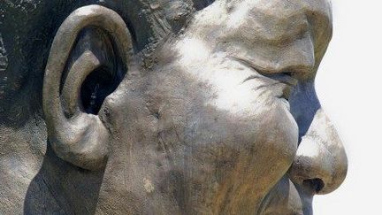 L'oreille droite de la statue dans laquelle on peut distinguer le petit lapin. (AFP PHOTO / STRINGER)