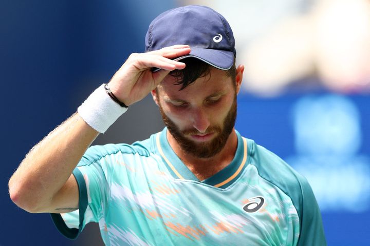 Corentin Moutet s'est incliné face à Casper Ruud en huitièmes de finale de l'US Open, le dimanche 4 septembre 2022, à New York (Etats-Unis). (ELSA / GETTY IMAGES NORTH AMERICA)