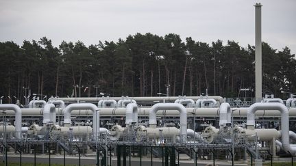 Vue de la station de réception de la jauge d'inspection des pipelines (PIG), la partie de Nord Stream 2 à Lubmin, sur la côte allemande de la mer Baltique, le 21 septembre 2021. (JOHN MACDOUGALL / AFP)