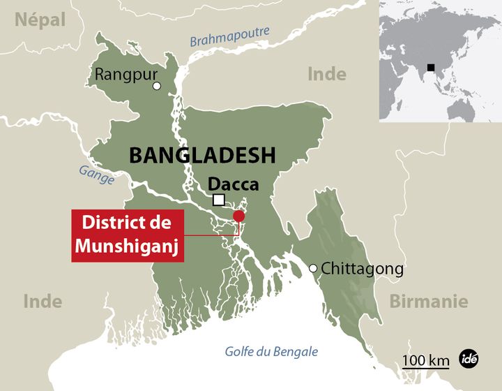 &nbsp; (Carte de localisation du district de Munshiganj © Idé)