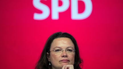 Andrea Nahles à Lahnstein (Allemangne), le 29 avril 2017. (ANDREAS ARNOLD / DPA / AFP)