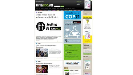 Capture d'&eacute;cran du site du magazine "Terra eco", plac&eacute; en redressement judiciaire, jeudi 30 juillet 2015. (TERRAECO.NET)