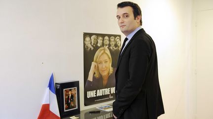 Florian Philippot, le num&eacute;ro deux du FN, dans son bureau &agrave; Nanterre (Hauts-de-Seine) le 4 janvier 2013. (ERIC BAUDET / SIPA)