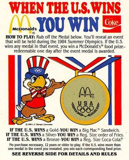 L'affiche publicitaire de McDonald's avant le début des Jeux olympiques de Los Angeles en 1984 (DR / FRANCEINFO: SPORT)